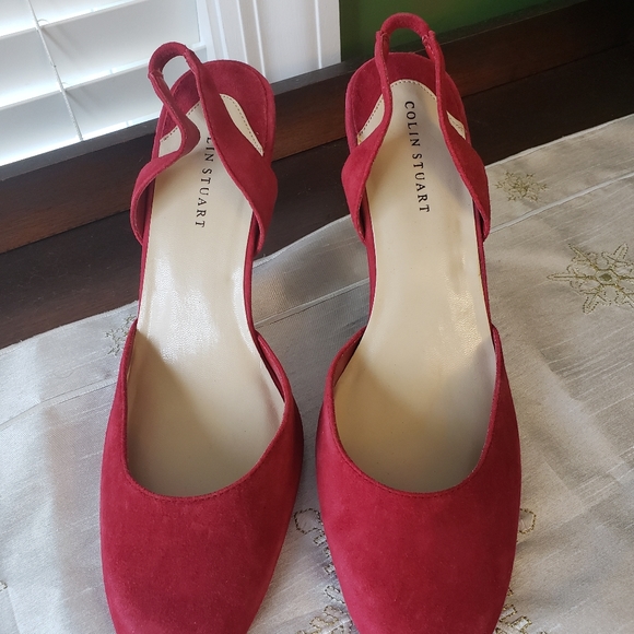 Colin Stuart Red Suede Heels Size 9 - Picture 5 of 12